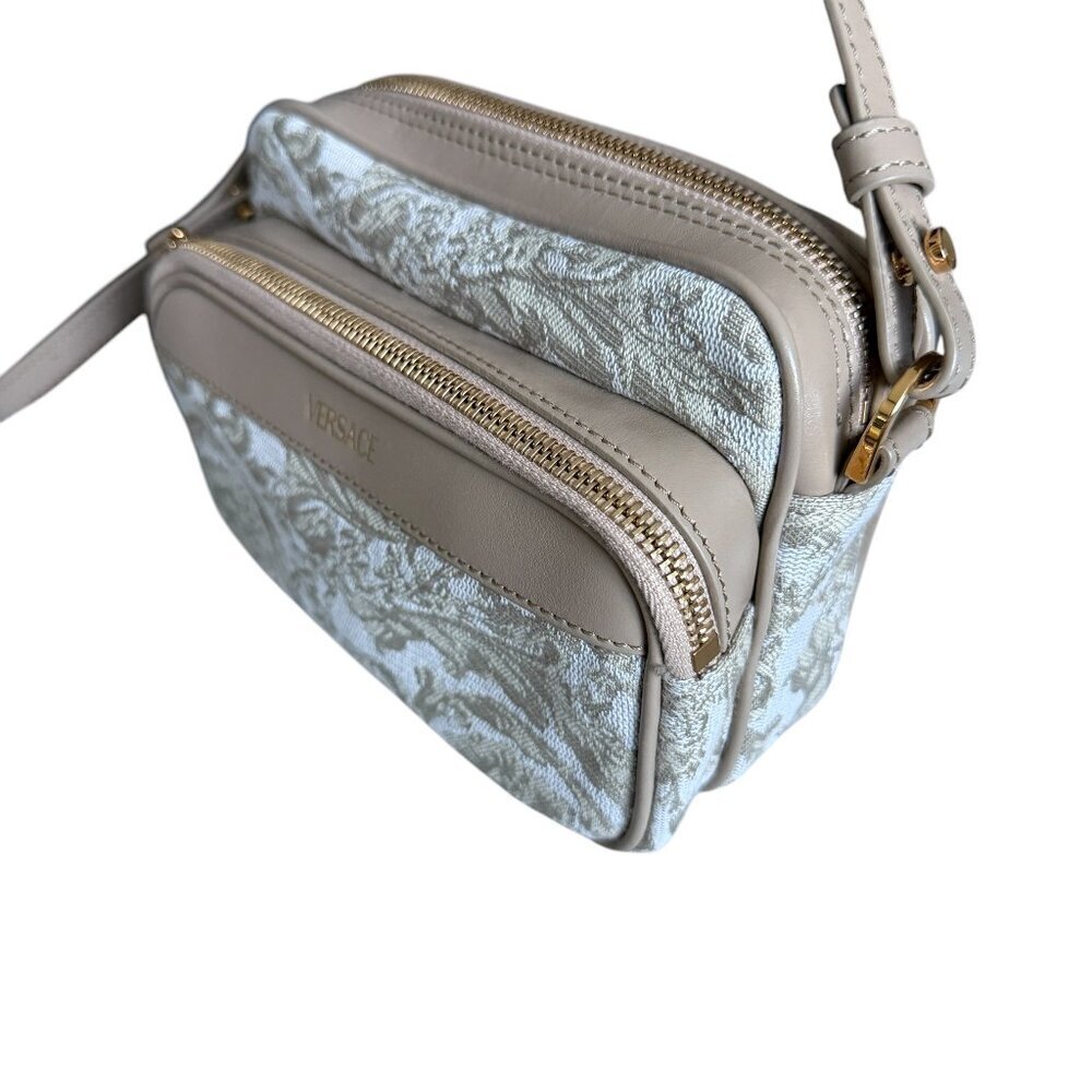 Versace Fabric Jacquard and Leather Bag Crossbody Shoulder Bag, 1012856
